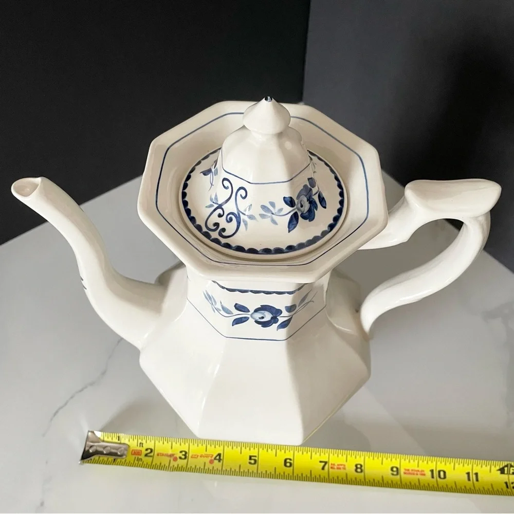 Vintage Blue & White English Coffee Pot - Adams 